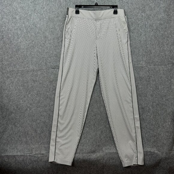 Athleta Pull On Brooklyn Textured Ankle Pants Women's Size 14 Tall Gray Striped - Picture 1 of 13